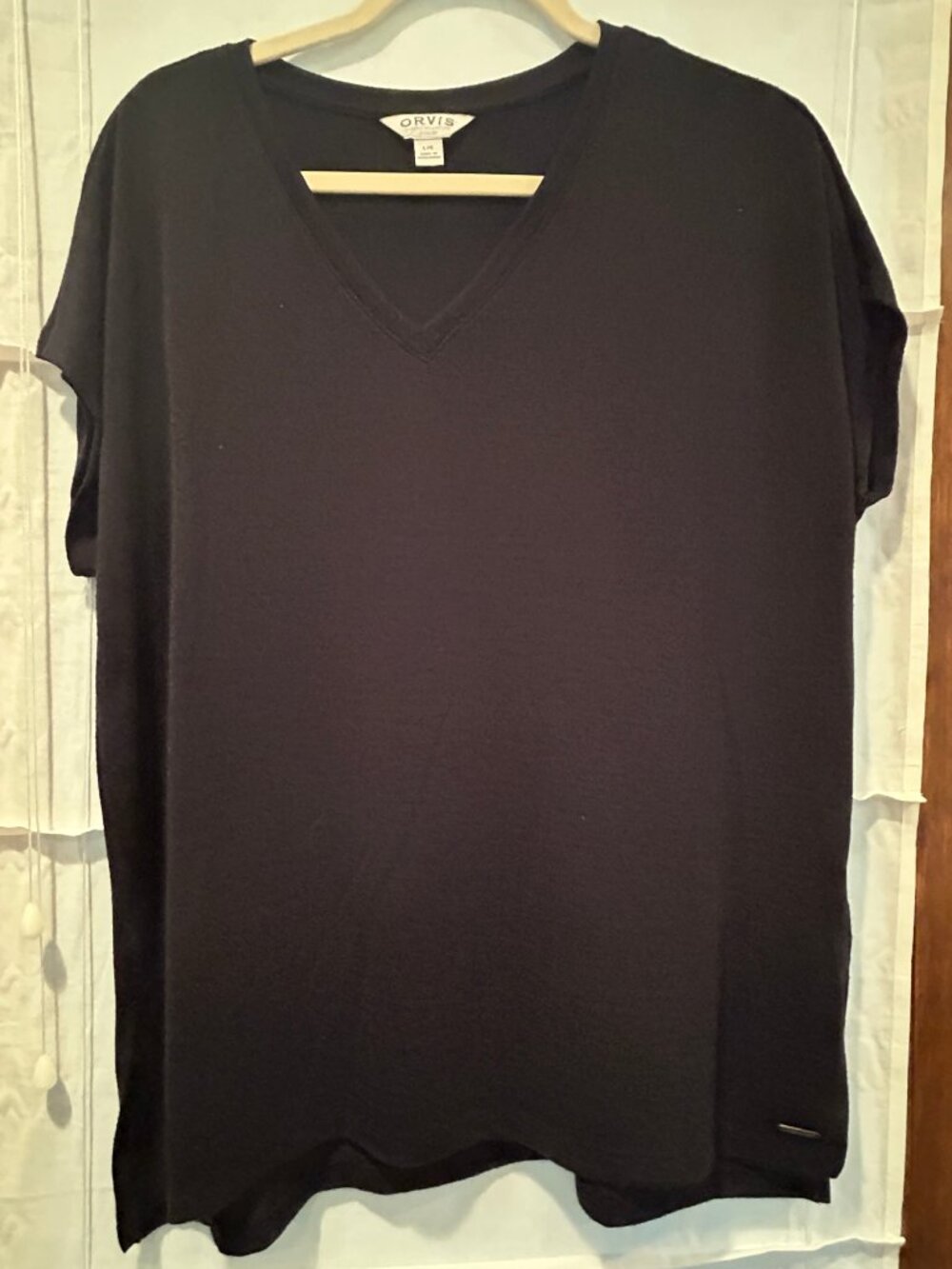 Orvis Black Cap Sleeve Summer Sweater - Poly/Rayon Size L
